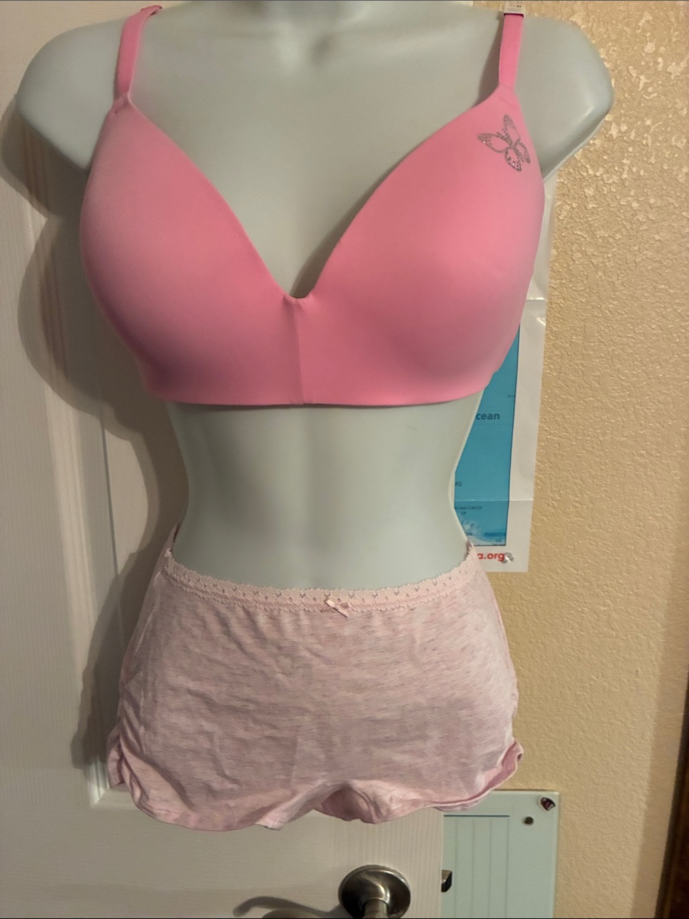 Soft Pink Lightly Padded T-Shirt Bra with Matching Boy Shorts